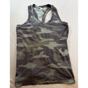 Athleta Momentum Camo Tank Top Black Grey Racerback Seamless XL